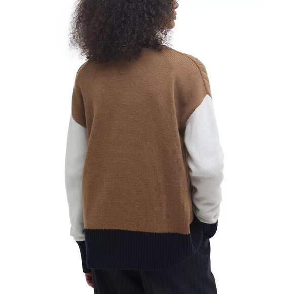 250$ Barbour Marcy Knit Cardigan Sweater Long Contrast Sleeve Size 12 Multicolor - Picture 4 of 5